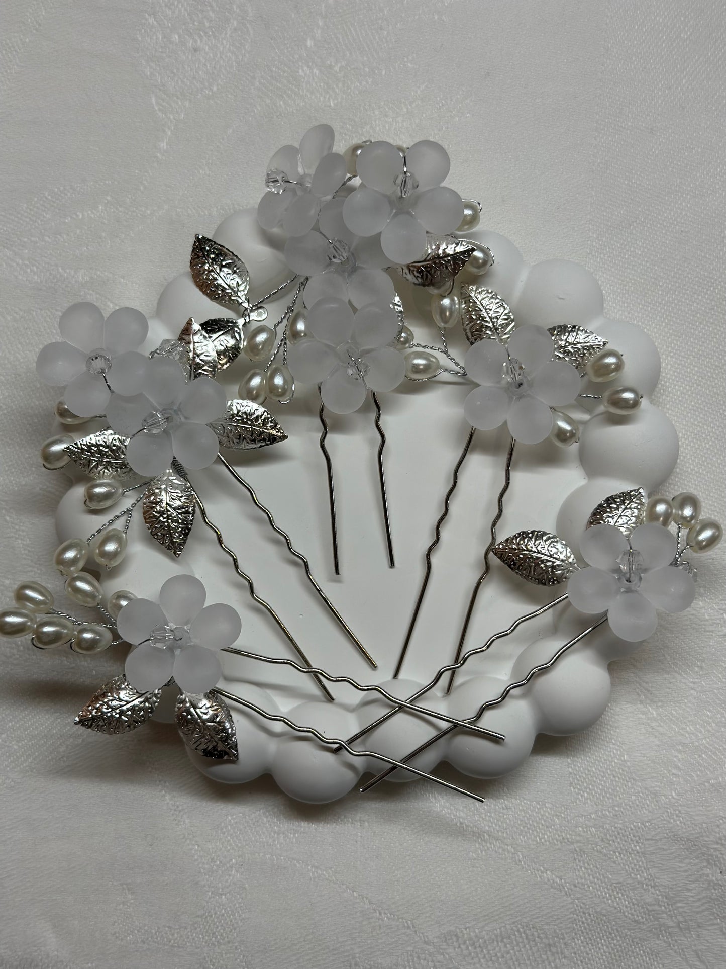 Floral white Bridal Hair Pins