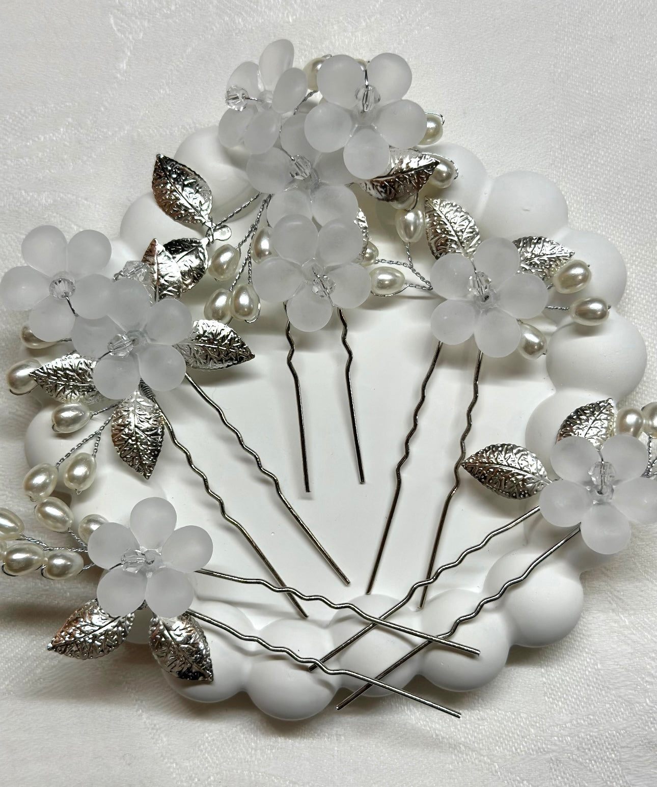 Floral white Bridal Hair Pins