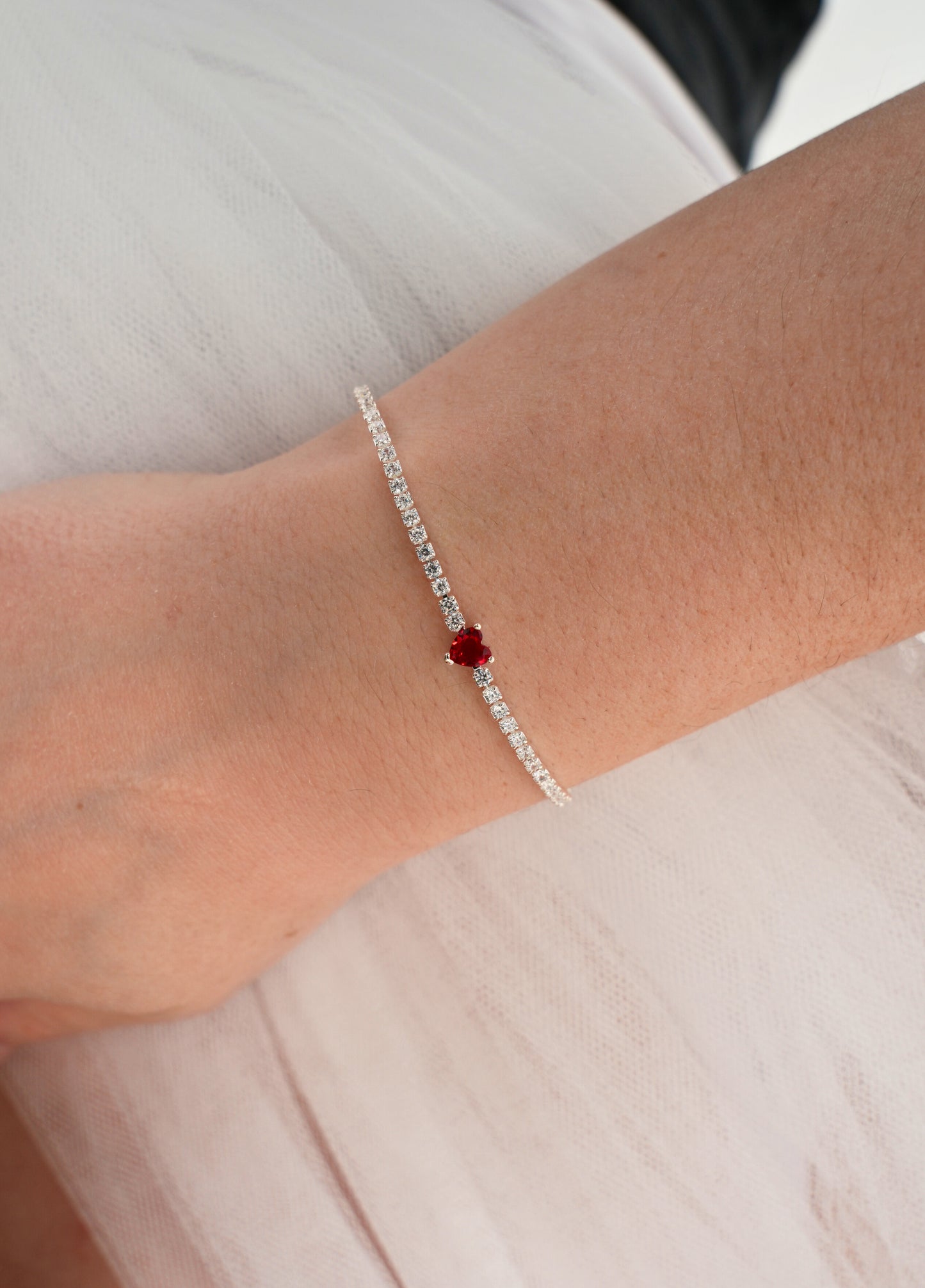 Heart Tennis Bracelet