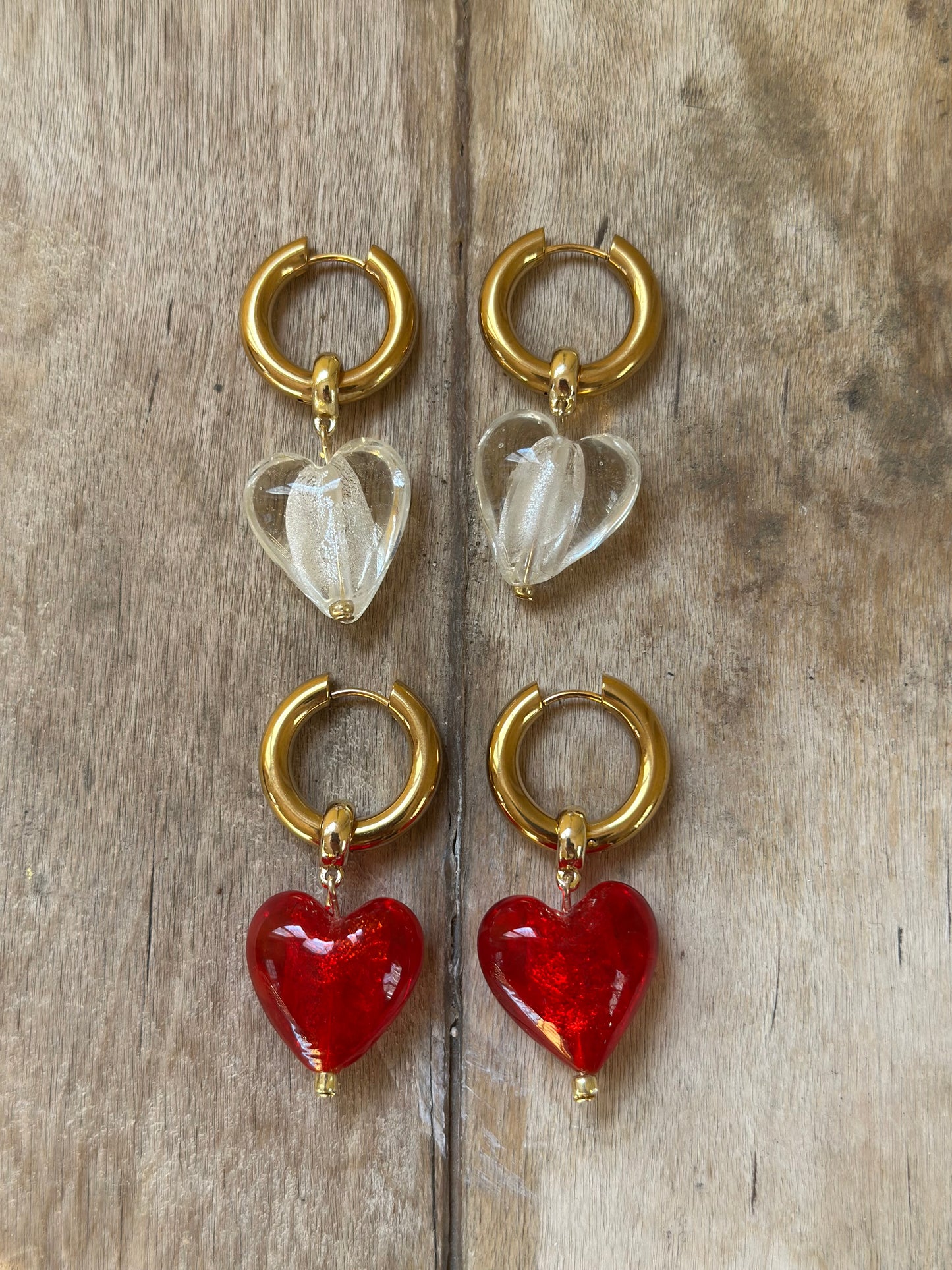 Murano Glass Heart Earrings