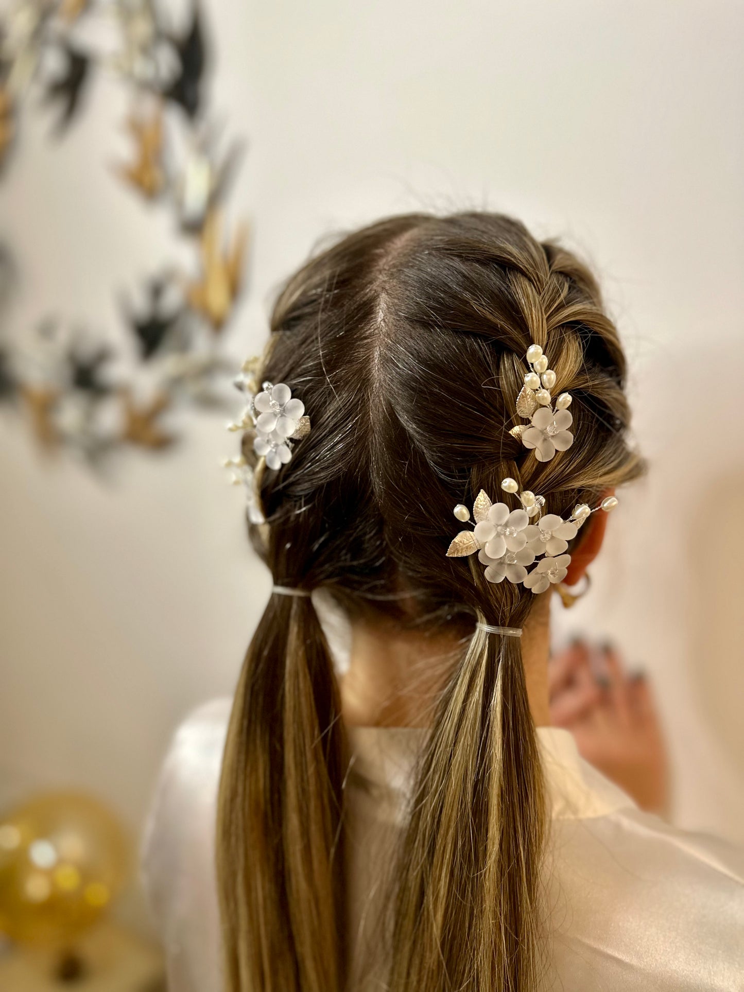 Floral white Bridal Hair Pins