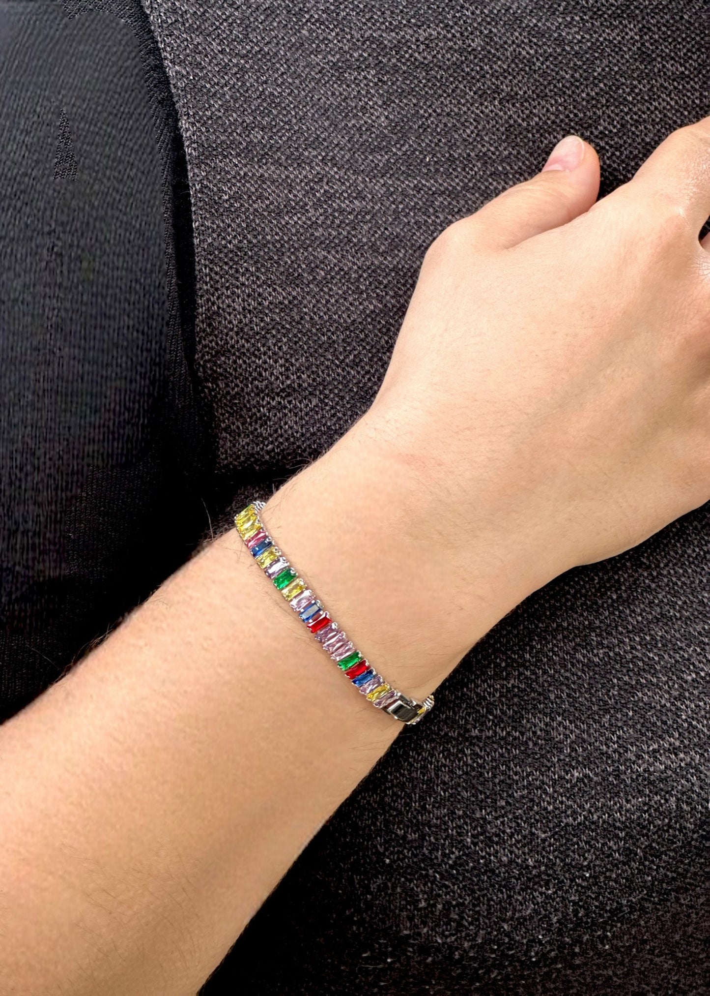 Tennis Rainbow Rectangular Bracelet