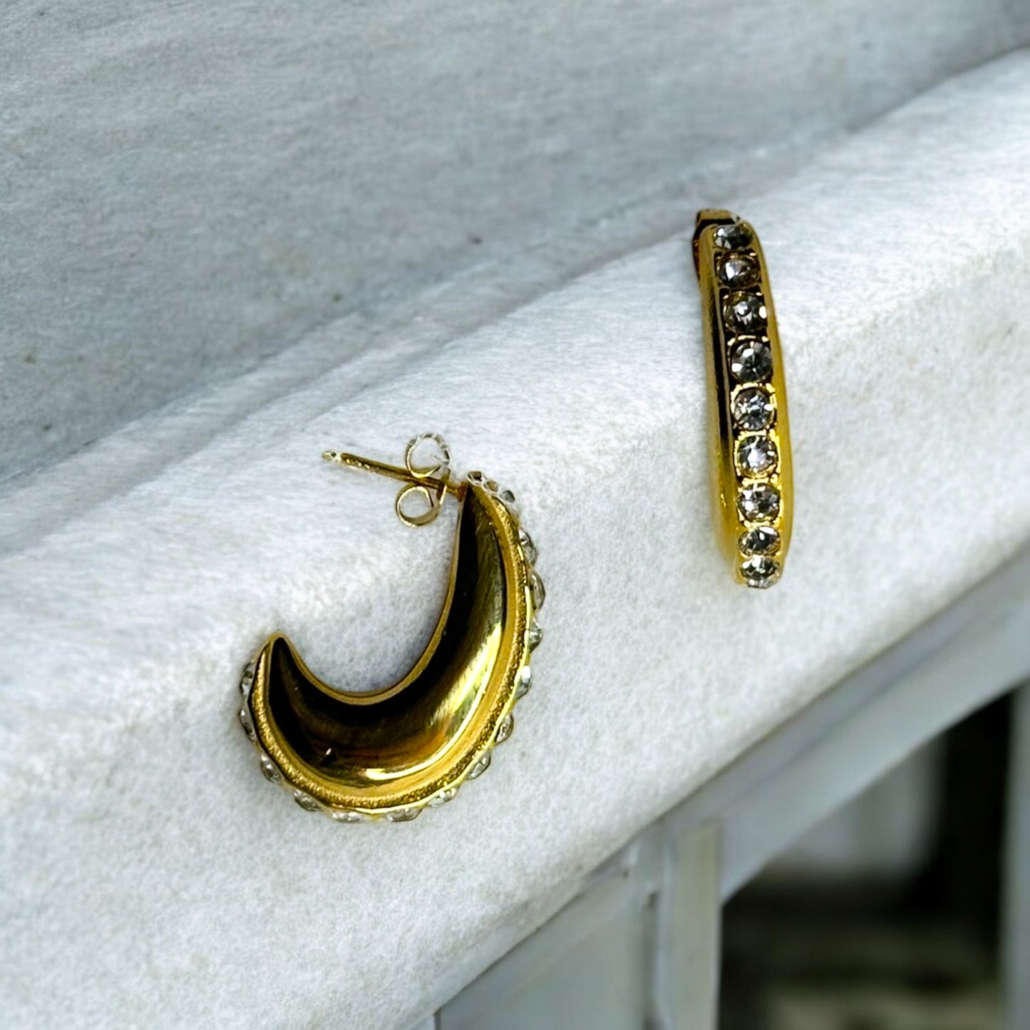 Golden Zircon Hoop Earrings