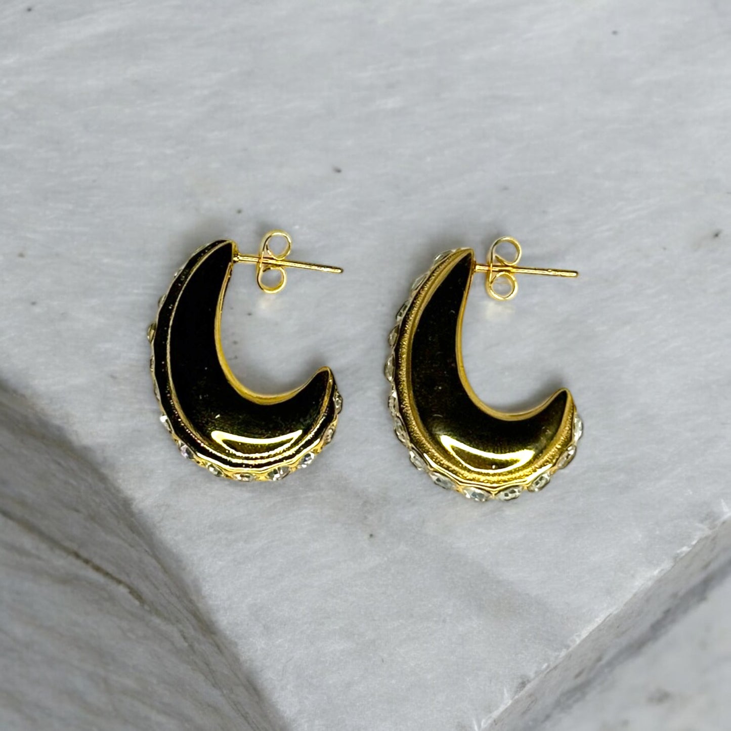 Golden Zircon Hoop Earrings