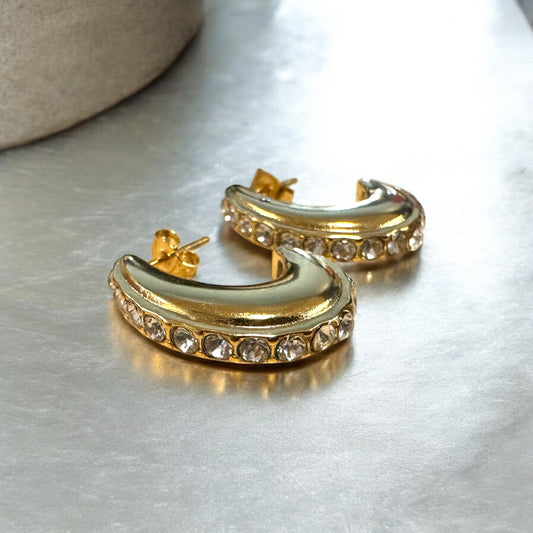 Golden Zircon Hoop Earrings