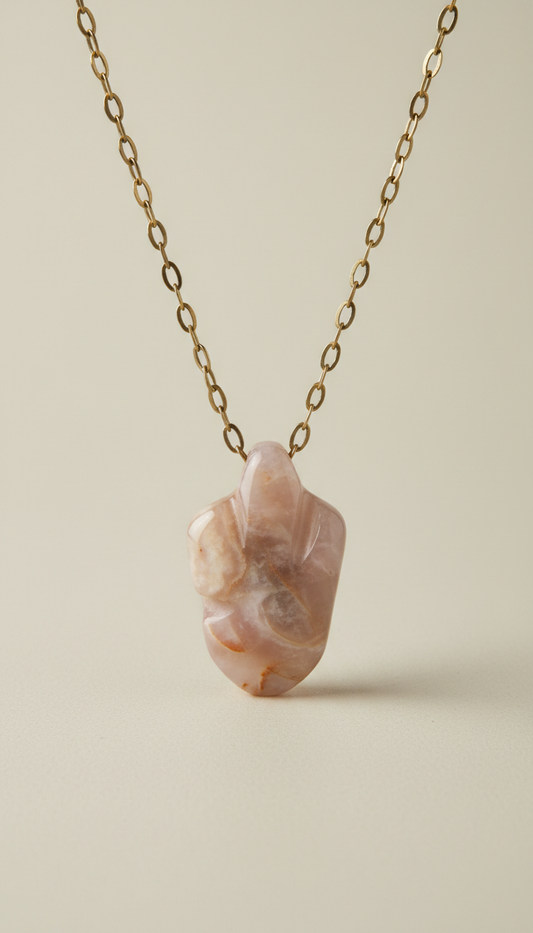 Sculpted Semi-Precious Stone Pendant Necklace