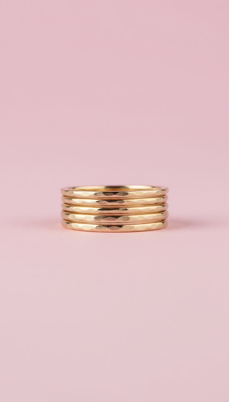 Delicate Hammered Gold Stacking Rings
